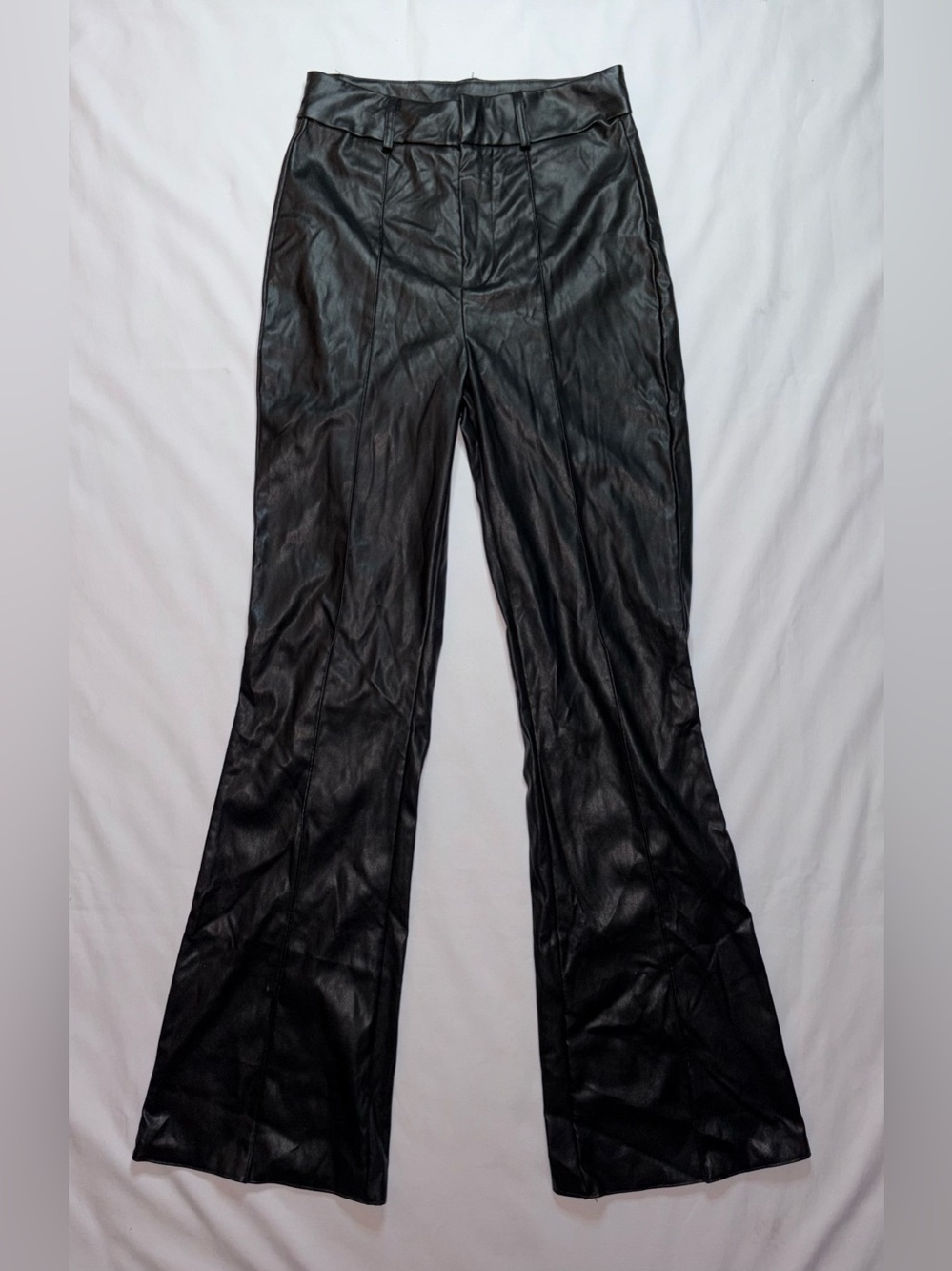 Windsor Black Faux Leather High Rise Flare Pants Vegan Leather Retro Disco S